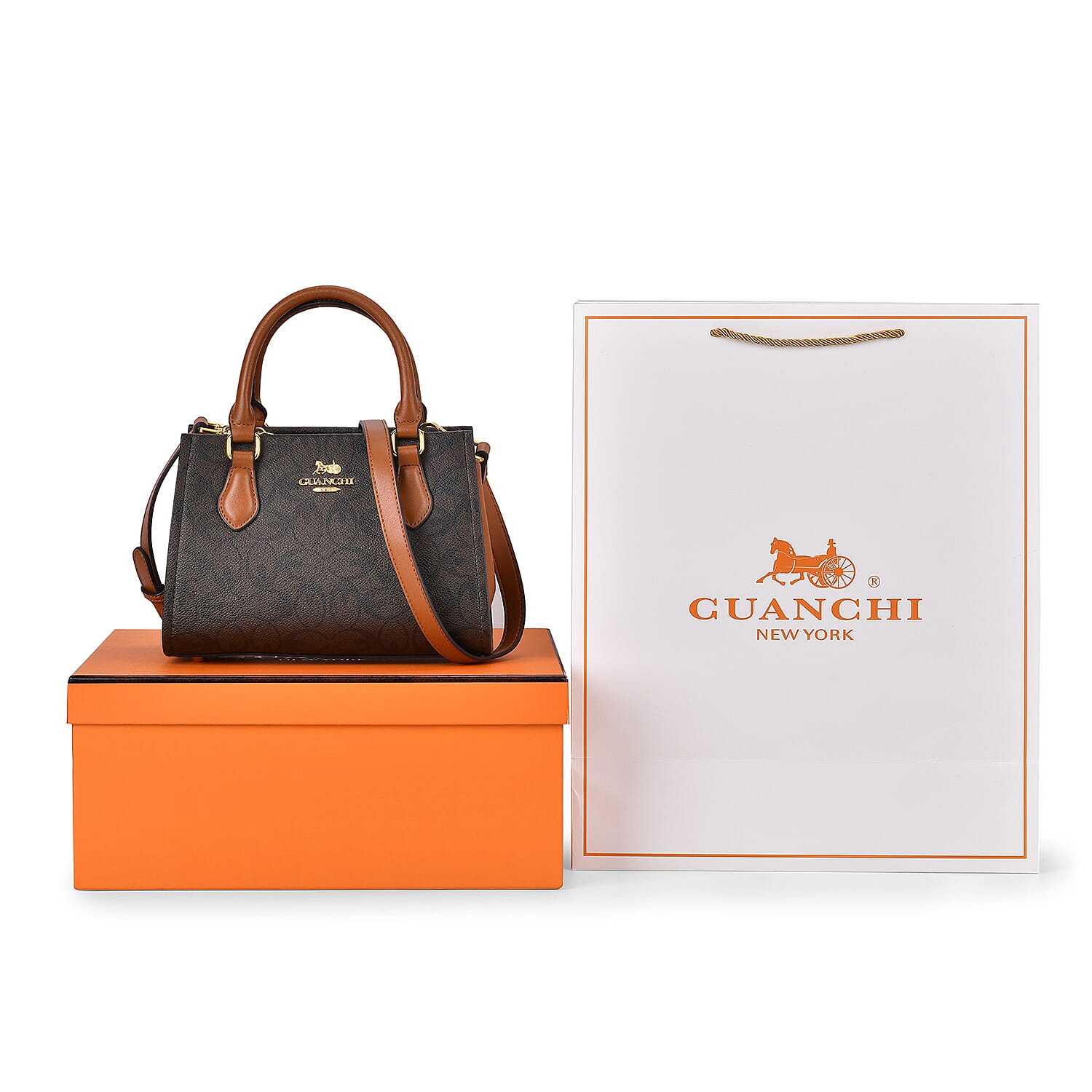 GUANCHI Crossbody Bag with Handle Drop - Dark Coffee &amp; Brown 7705150 6