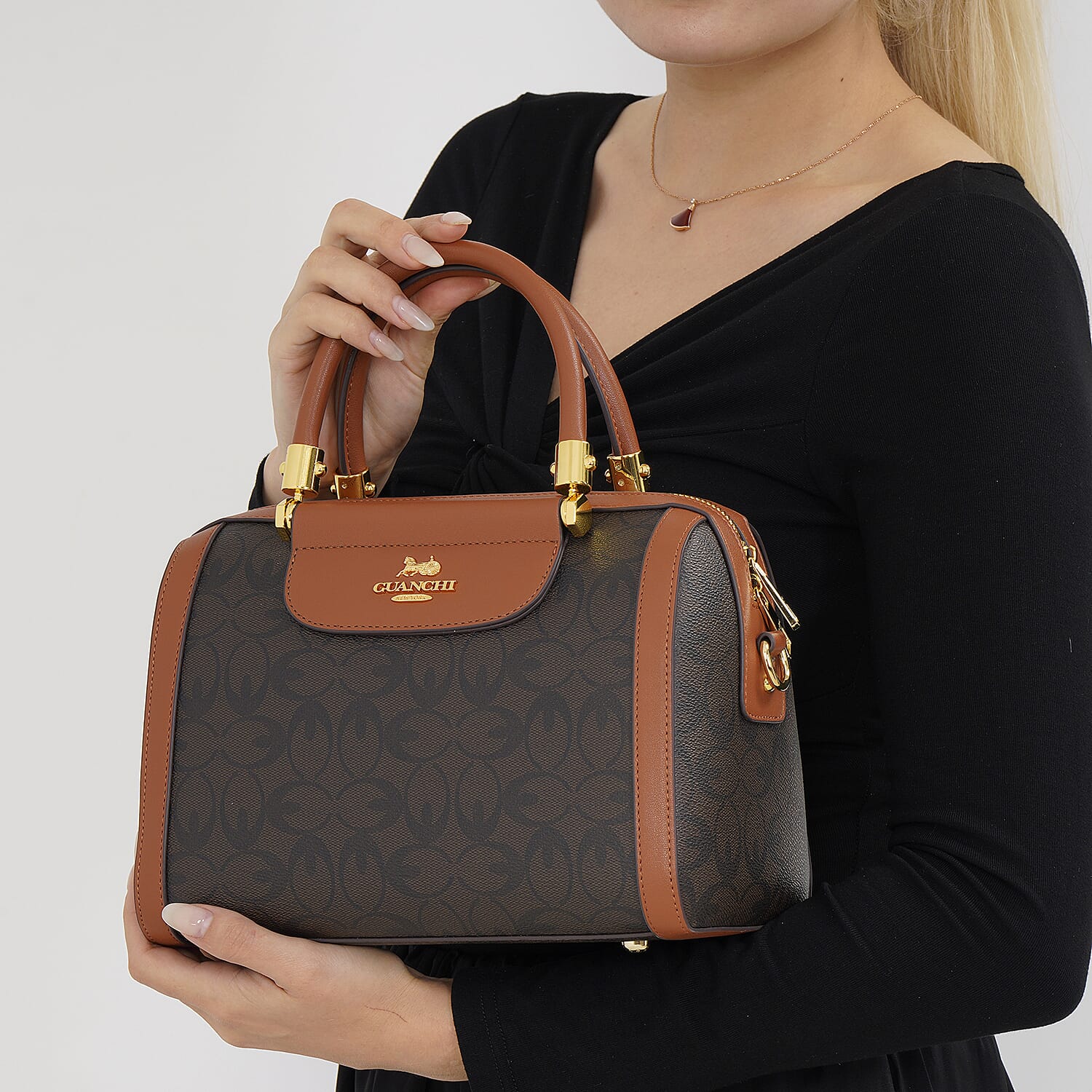 GUANCHI Crossbody Bag with Handle Drop - Dark Coffee &amp; Brown 7705152 2