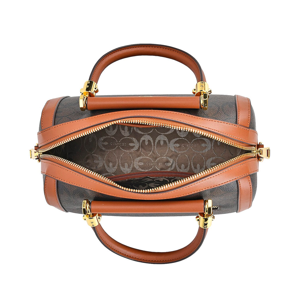 GUANCHI Crossbody Bag with Handle Drop - Dark Coffee & Brown