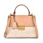 GUANCHI Oval Pattern Crossbody Bag with Handle Drop - Off White & Apricot