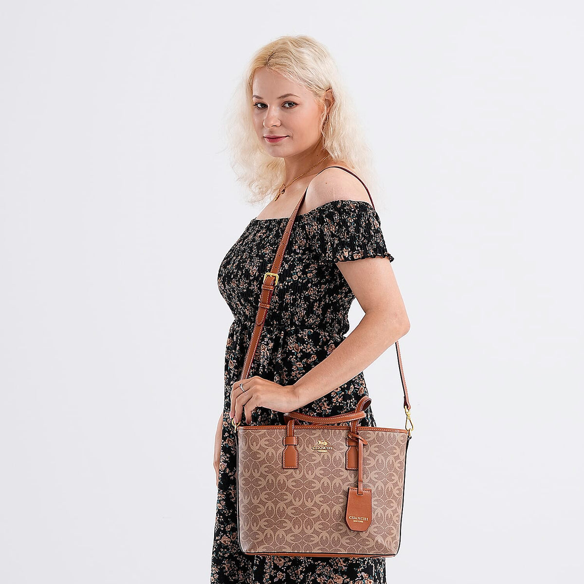 Guanchi Tote Bag with Detachable Shoulder Strap - Tan 8192455 2