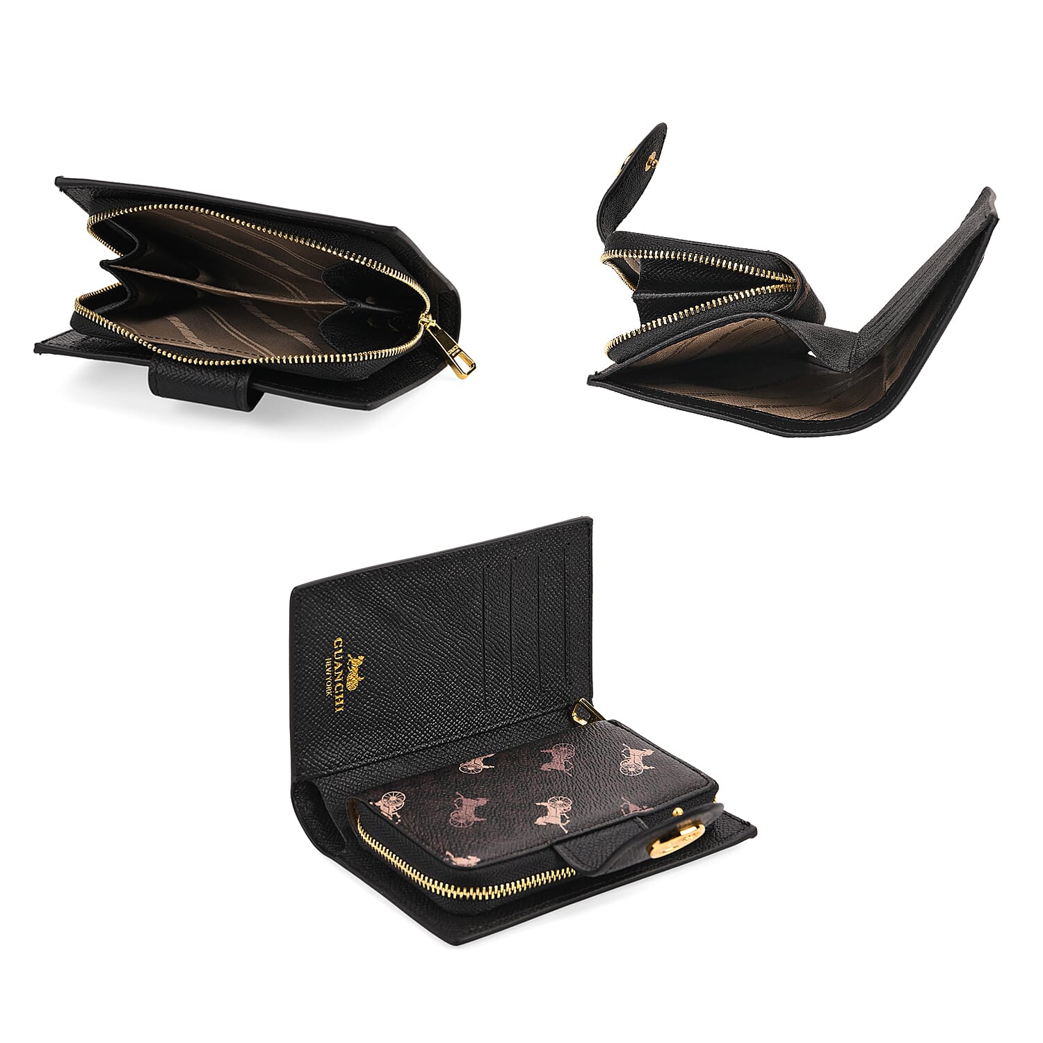 Guanchi Horse and Carriage Print Wallet - Black &amp; Cream 8192476 5