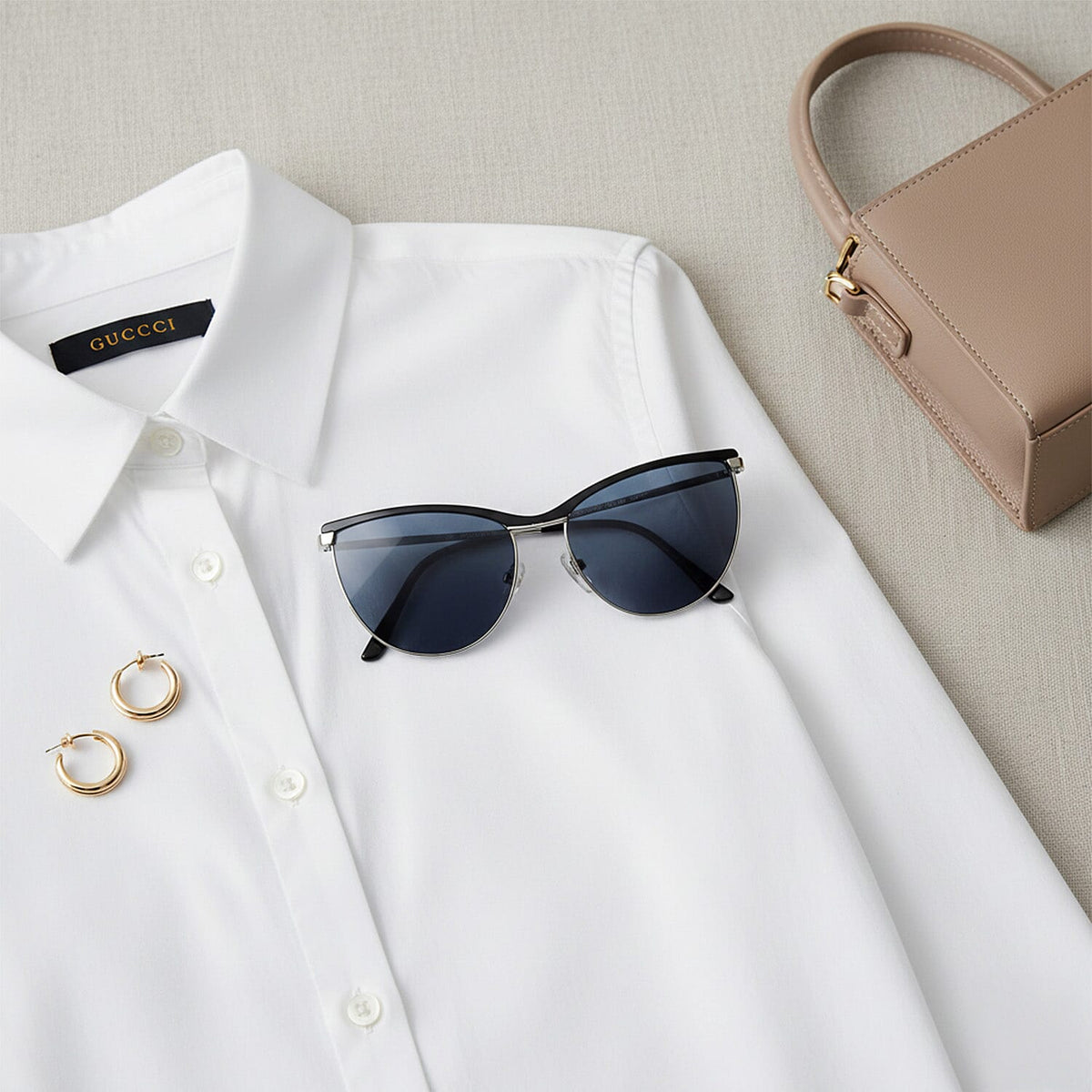 Gucci Cat Eye Sunglasses with Blue Lenses - Gold and Silver 8196543 5