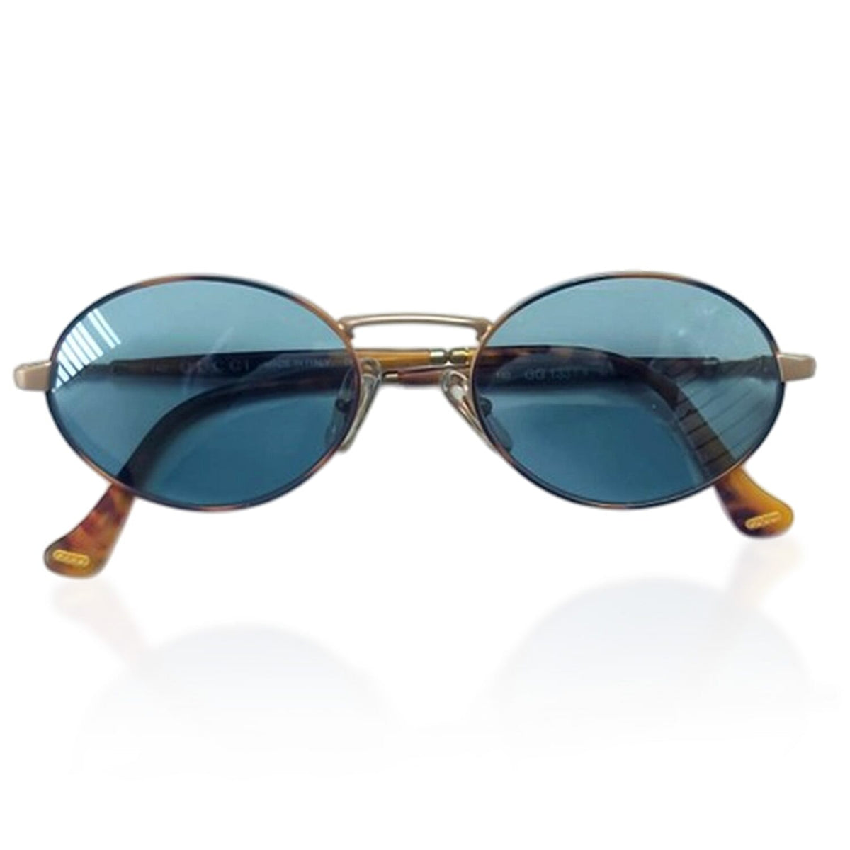 Gucci Ladies Retro Sunglasses with Green Lenses - Gold 8196555 0