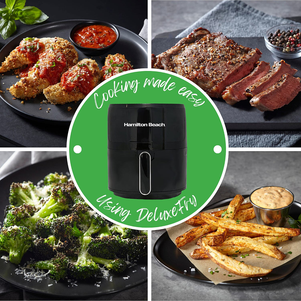 Deluxe Fry Digital Air Fryer From Hamilton Beach 5L - 1500w - Air Fry, Roast, Bake, Reheat - Uses little to no oil - 12 Cooking Presets - 80-200c 7551452 7