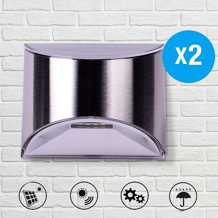 HOMESMART Set of 2 - Solar Motion Sensor Wall Light - Silver 3734972 1