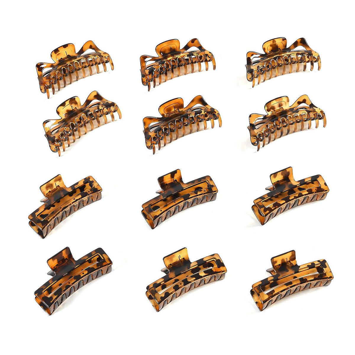 Set of 12 Tortoise Shell - Ribbon Large Hair Claw Clips - Brown Leopard 7622626 0
