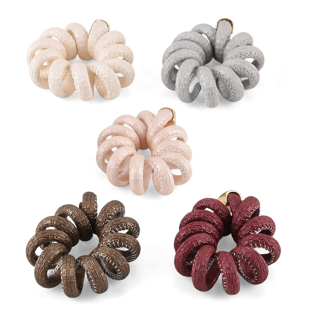 5-Pack Plaid Spiral Hair Ties - Multi Colour - Pearly V32699734 4