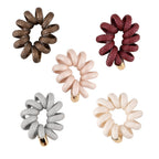 5-Pack Plaid Spiral Hair Ties - Multi Colour