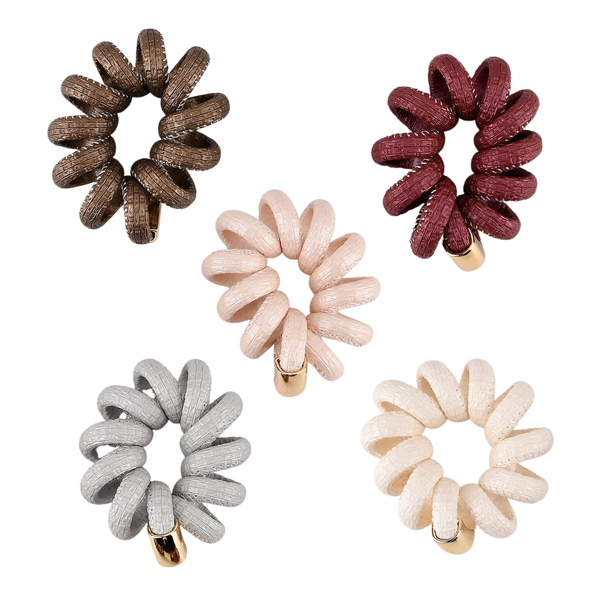 5-Pack Plaid Spiral Hair Ties - Multi Colour - Pearly V32699734 5