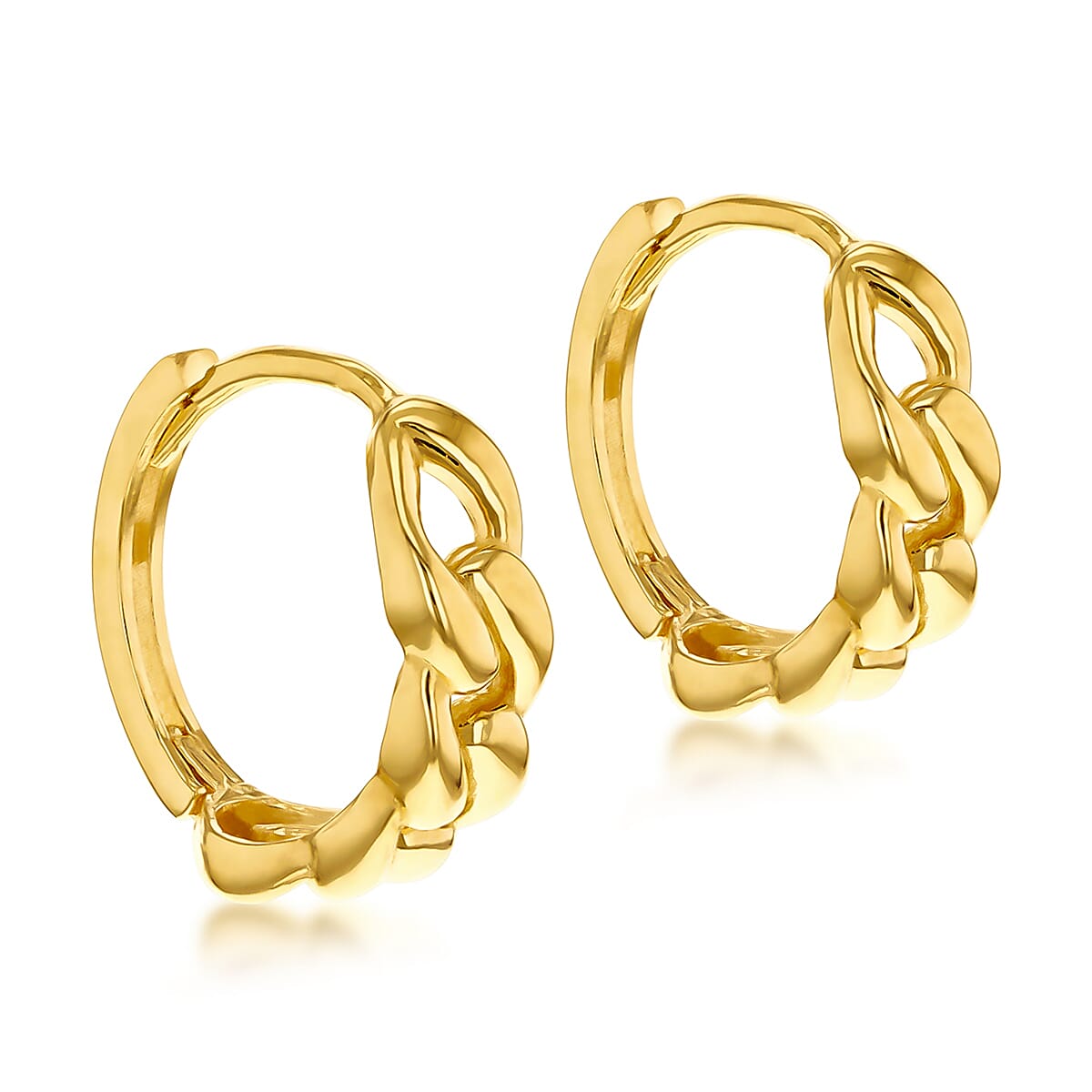 Half Curb Huggy Earrings 9K Yellow Gold 7567517 0