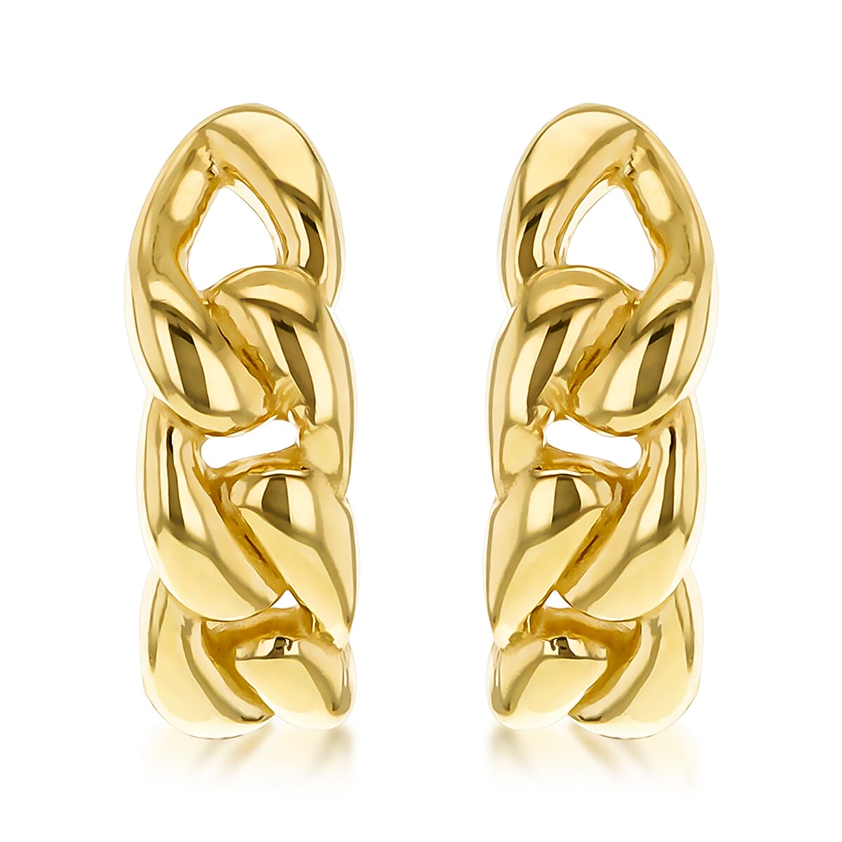 Half Curb Huggy Earrings 9K Yellow Gold 7567517 1