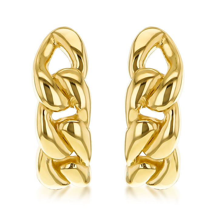 Half Curb Huggy Earrings 9K Yellow Gold 7567517 2