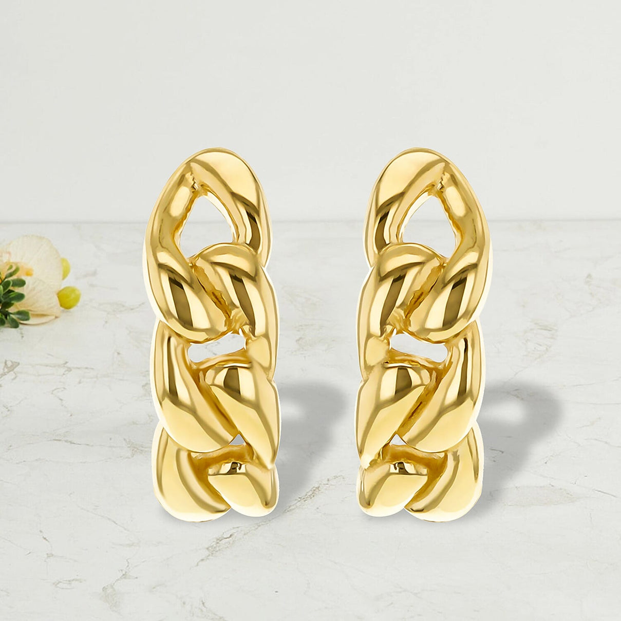 Half Curb Huggy Earrings 9K Yellow Gold 7567517 5