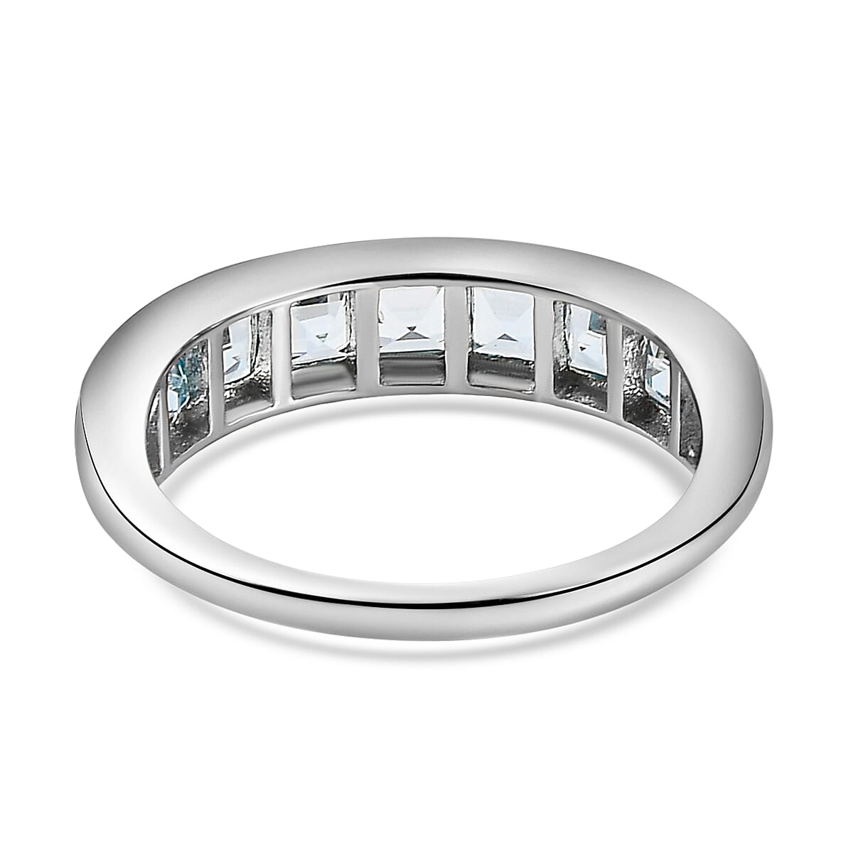 Half Eternity Espirito Santo Aquamarine Ring in Platinum Plated Sterling Silver 1.69 Ct. 8854308 5