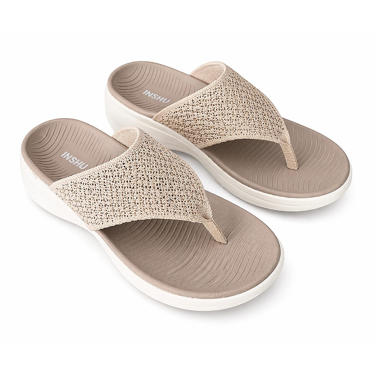 Hallie Ladies Textured V-Strap Wedge Flip Flops (Size 4) - Blush 8566179 0