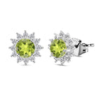 Hebei Peridot and Natural Cambodian Zircon Stud Earrings (with Push Back) in Sterling Silver 2.41 Ct.