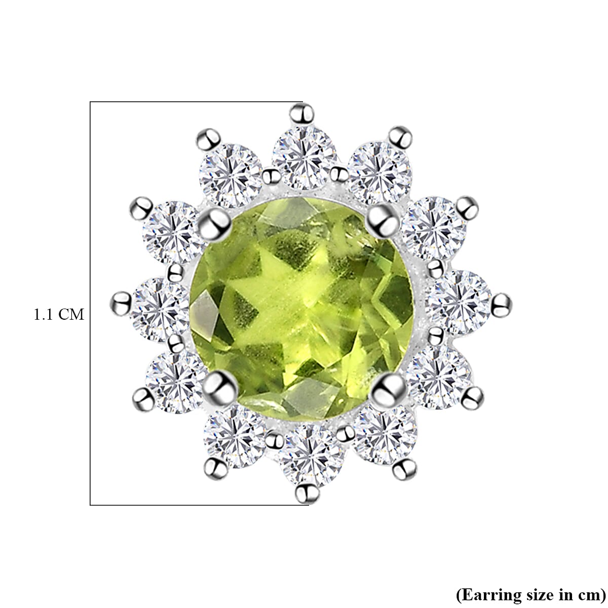 Halo Hebei Peridot Stud Earrings with Natural Cambodian Zircon in Sterling Silver 2.41 Ct. 8848115 5