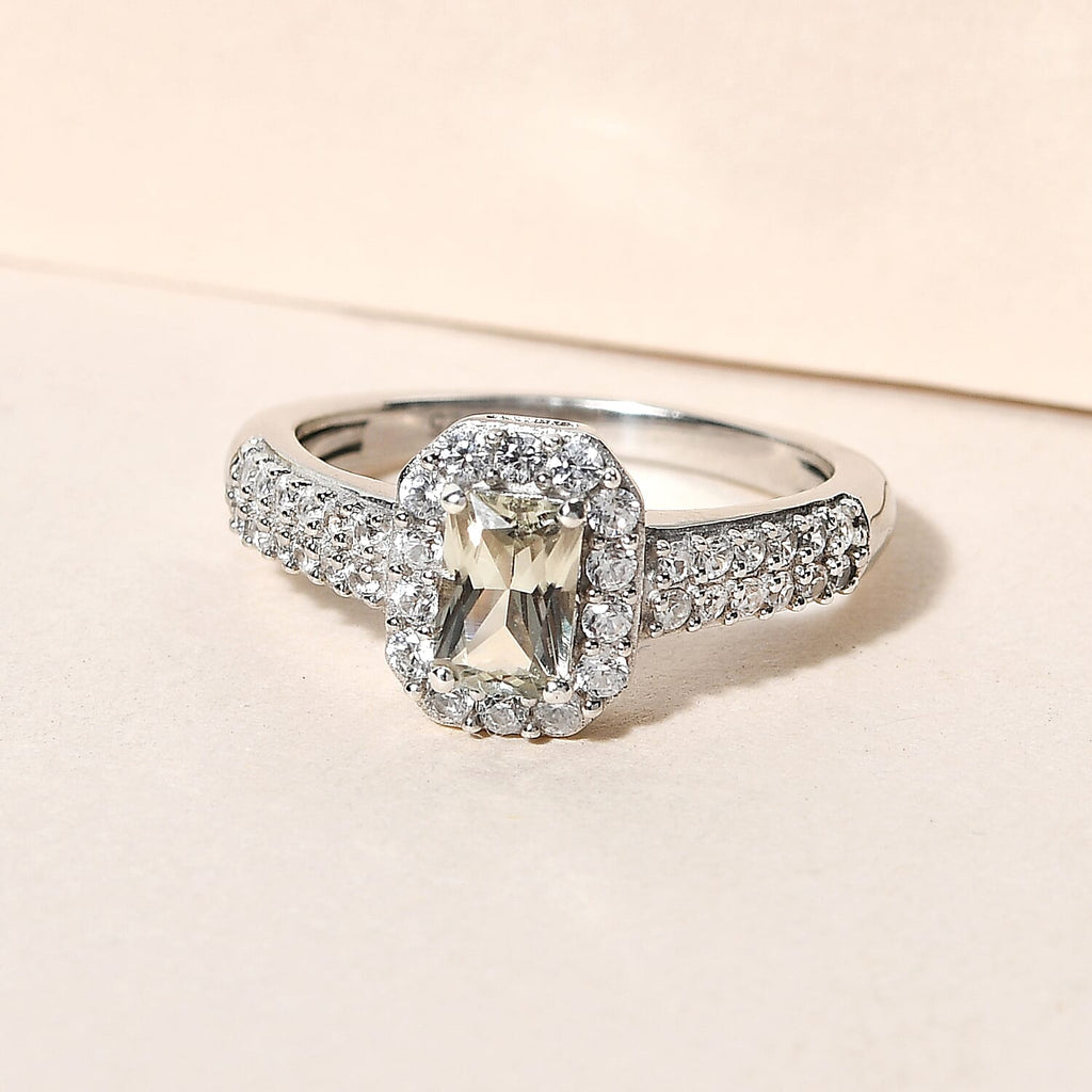 Turkizite and Natural Zircon Ring in Platinum Overlay Sterling Silver 1.50 Ct.