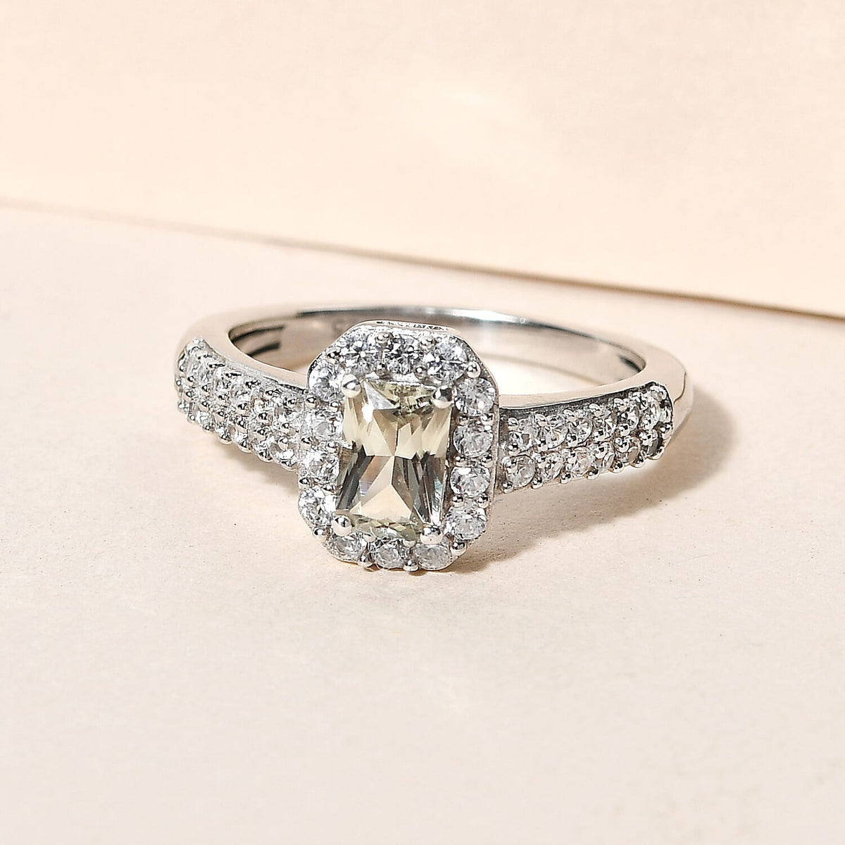 Halo Ring with Turkizite with Natural Cambodian Zircon in Platinum Plated Sterling Silver 1.50 Ct. 8865357 1