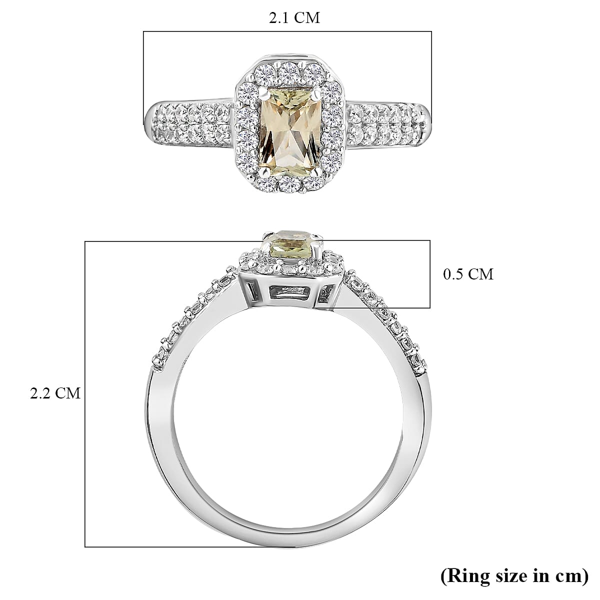 Halo Ring with Turkizite with Natural Cambodian Zircon in Platinum Plated Sterling Silver 1.50 Ct. 8865357 5