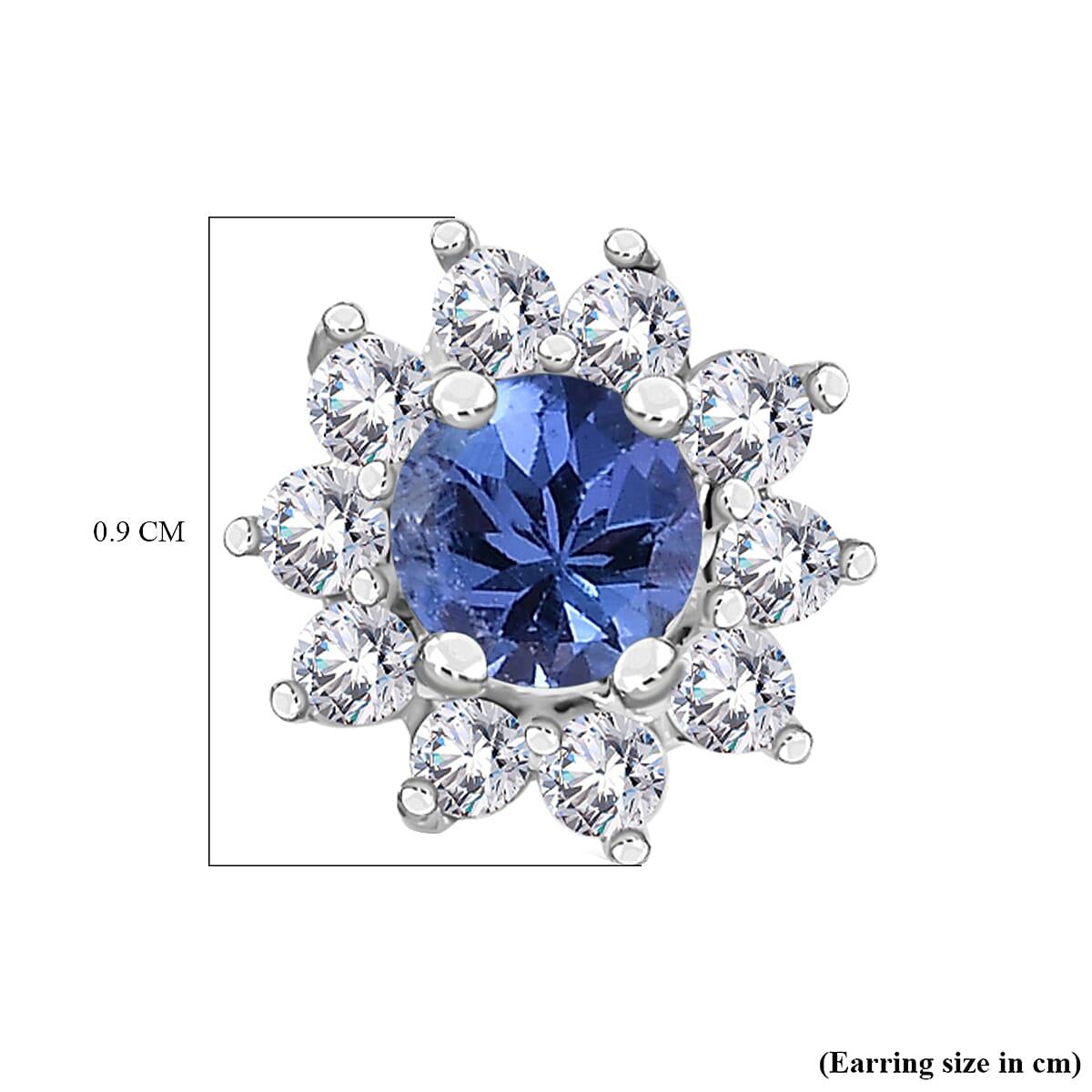 D'Joy Tanzanite, Natural Cambodian Zircon Halo Earring with Push Back in Platinum Overlay Sterling Silver 7526401 6