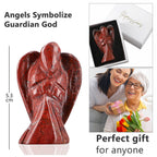 Hand Carved Red Jasper Guardian Gemstone Angels - 5.5 cm