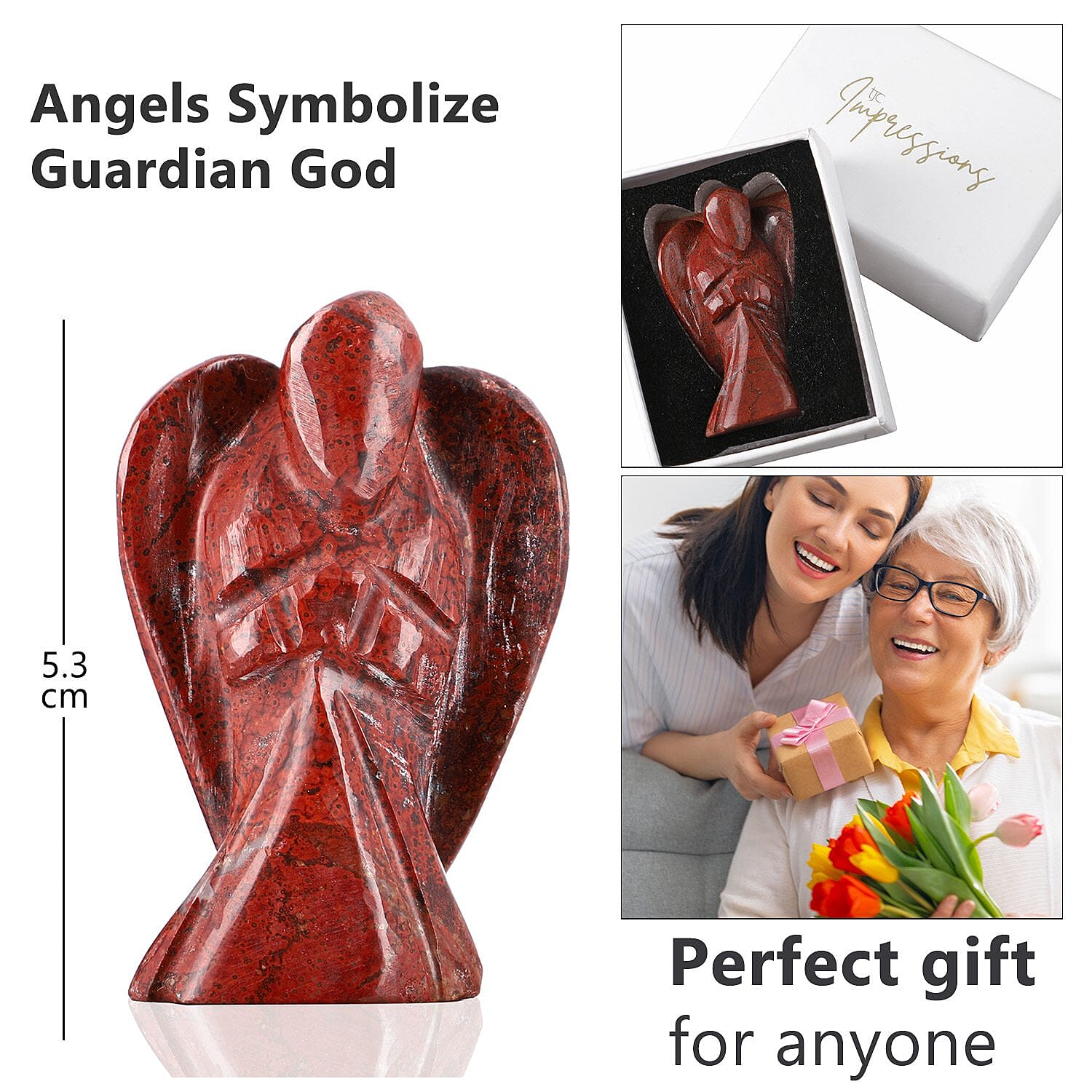 Hand Carved Red Jasper Guardian Gemstone Angels - 5.5 cm 7279513 5