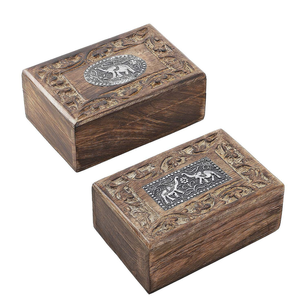 Hand Carved Storage Box (Size 15x10x5 cm) - Natural Brown - Natural Brown