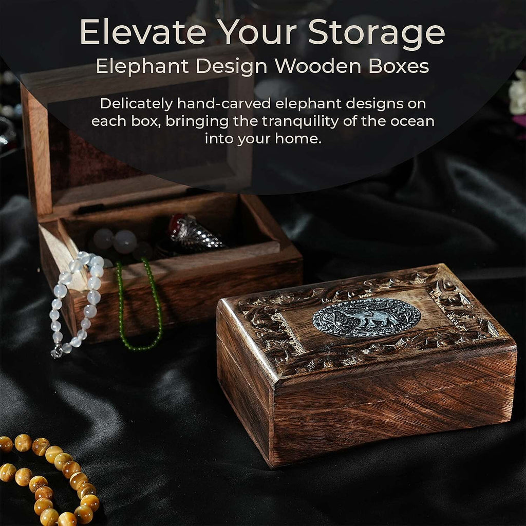 Hand Carved Storage Box (Size 15x10x5 cm) - Natural Brown - Natural Brown
