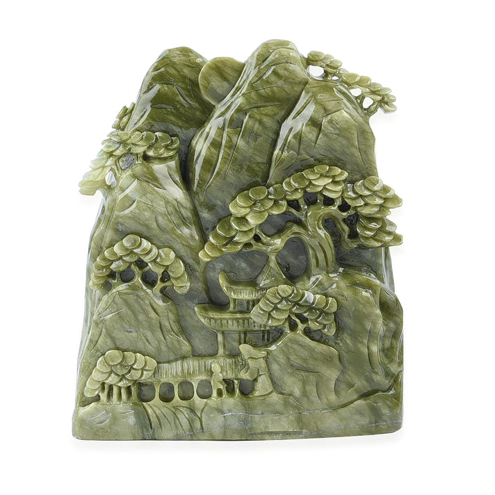 Hand-Crafted Natural Serpentine Landscape Figurine - Green 6089155 1