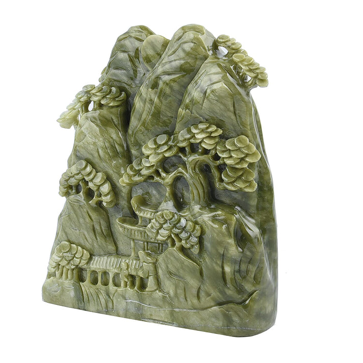 Hand-Crafted Natural Serpentine Landscape Figurine - Green 6089155 2
