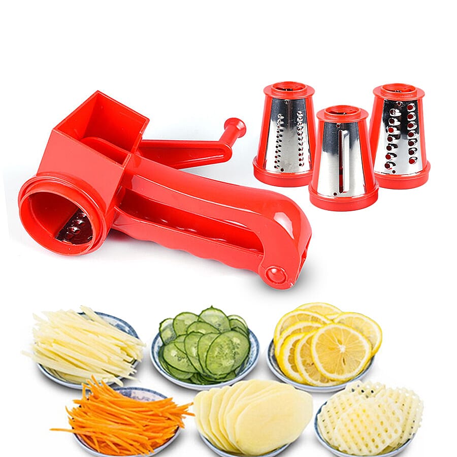 Hand Held Mini Slicer with 3 Stainless Steel Blades - Red 6296763 0