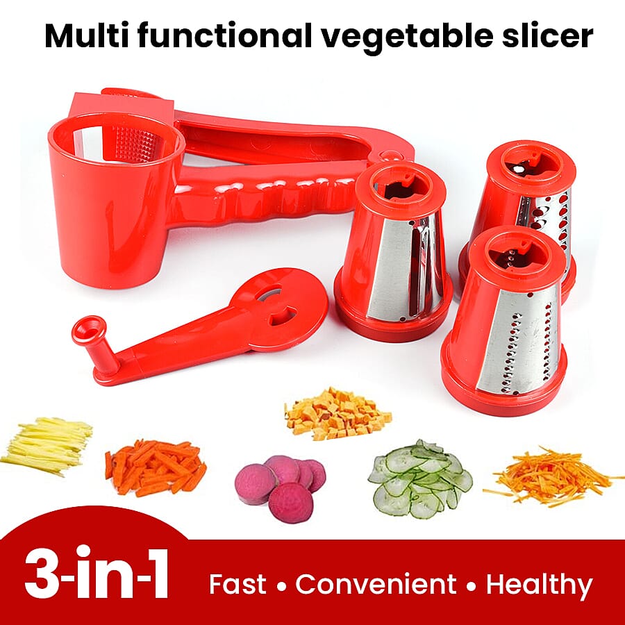Hand Held Mini Slicer with 3 Stainless Steel Blades - Red 6296763 1