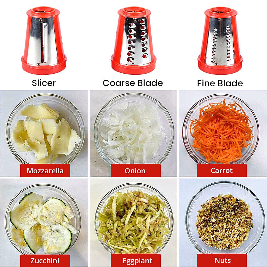 Hand Held Mini Slicer with 3 Stainless Steel Blades - Red 6296763 3