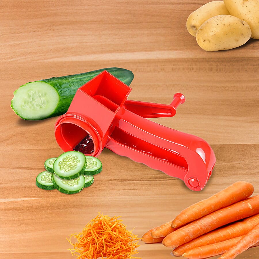Hand Held Mini Slicer with 3 Stainless Steel Blades - Red 6296763 5
