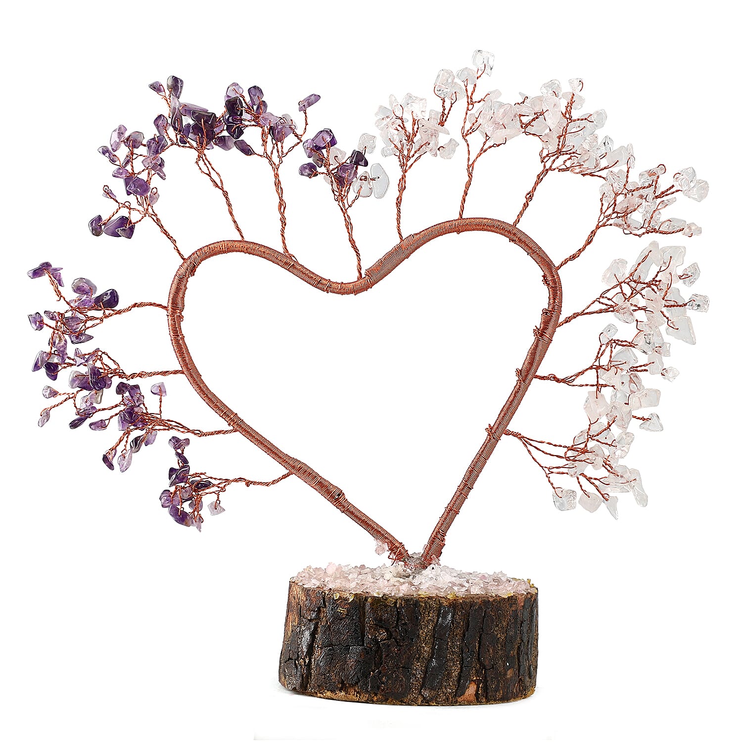 Decorative Handmade amethyst - Clear Quartz Heart Shape Gemstone Tree - Purple - White 7991996 0