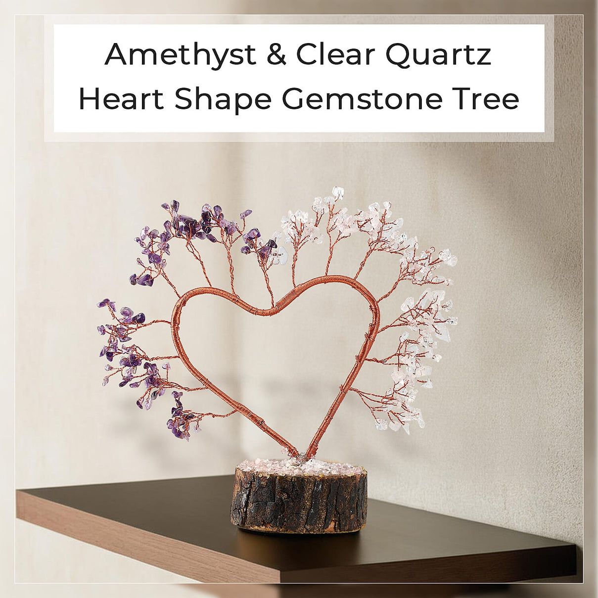 Decorative Handmade amethyst - Clear Quartz Heart Shape Gemstone Tree - Purple - White 7991996 2
