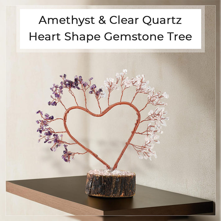 Decorative Handmade amethyst - Clear Quartz Heart Shape Gemstone Tree - Purple - White 7991996 2