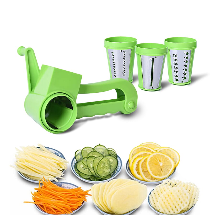 Hand Manual Mini Slicer with 3 Stainless Steel Blades - Green 6296762 0