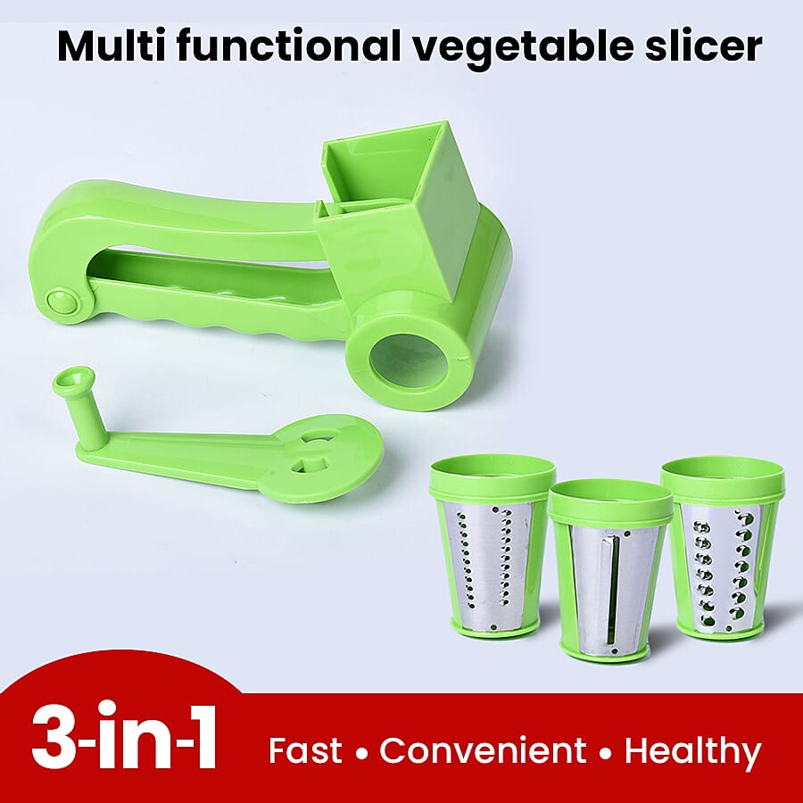 Hand Manual Mini Slicer with 3 Stainless Steel Blades - Green 6296762 3