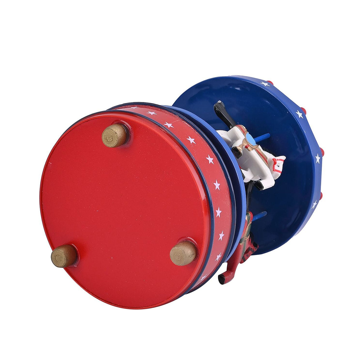 Handcrafted 4-horse Wood Carousel Musical Box - Navy and Red 7576916 4