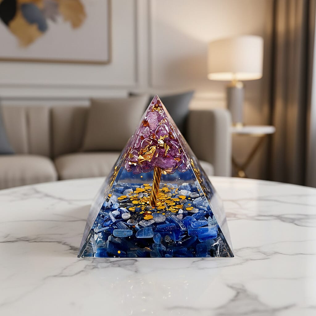 Handcrafted Crystal Pyramid Ornament (6cm) -  Blue 8412051 2