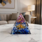 Handcrafted Crystal Pyramid Ornament (6cm) -  Blue