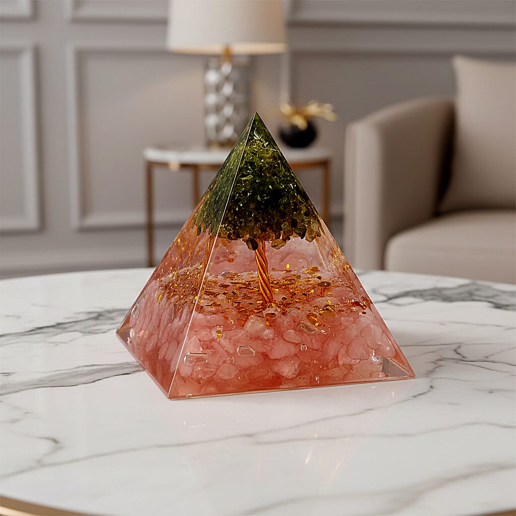 Handcrafted Crystal Pyramid Ornament (6cm) - Pink V32369709 2