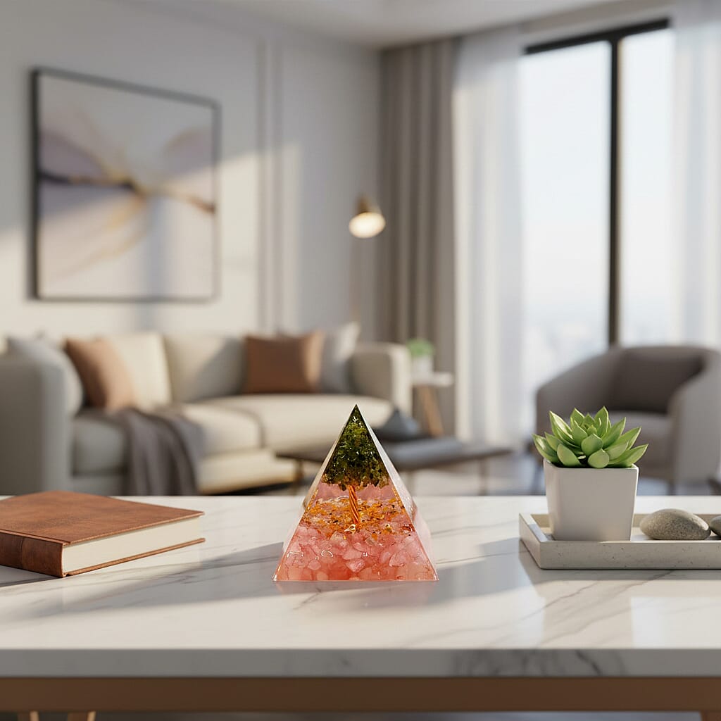 Handcrafted Crystal Pyramid Ornament (6cm) - Pink V32369709 3