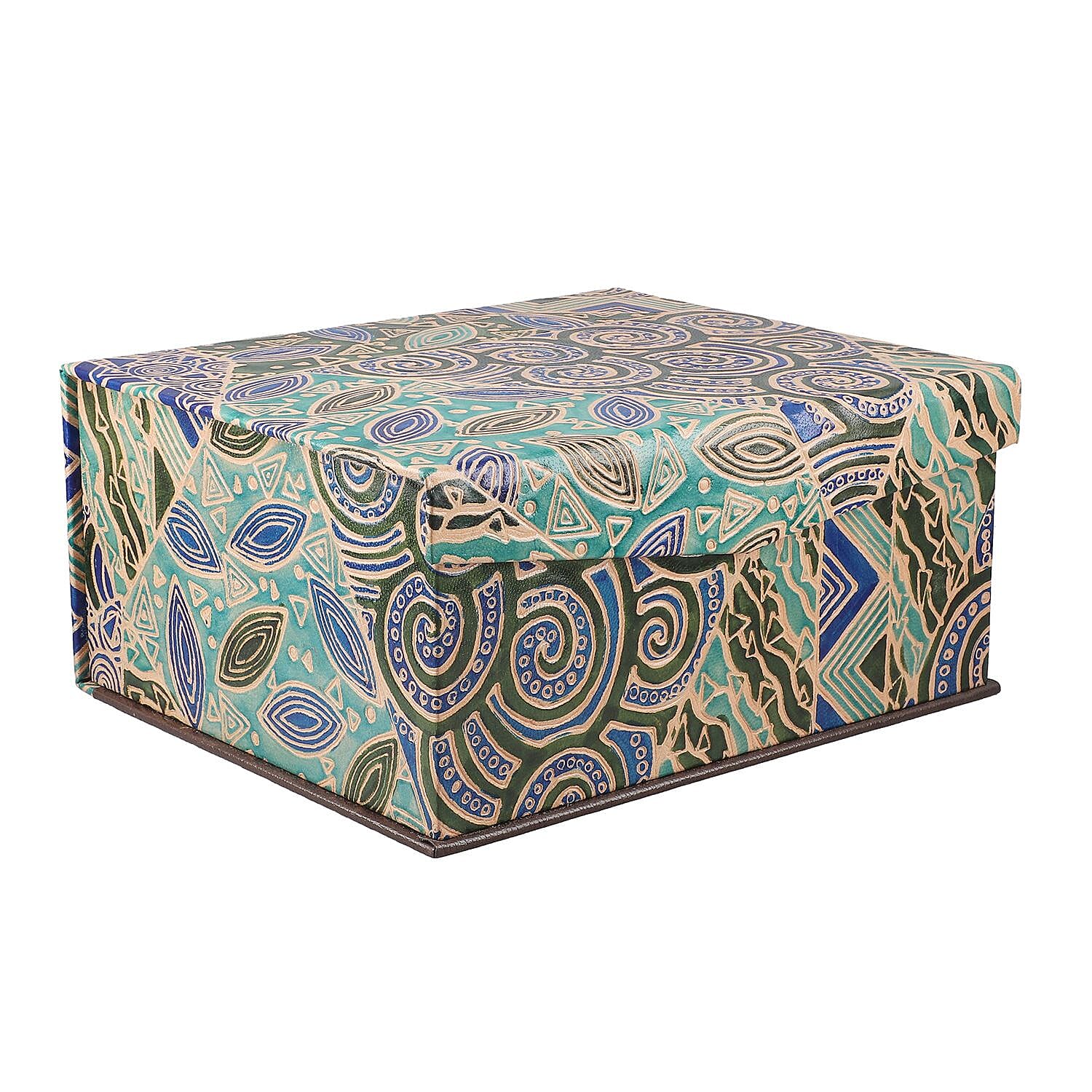 Handcrafted Embossed Leather 2 Tier Jewellery Box - Multi 6239584 0