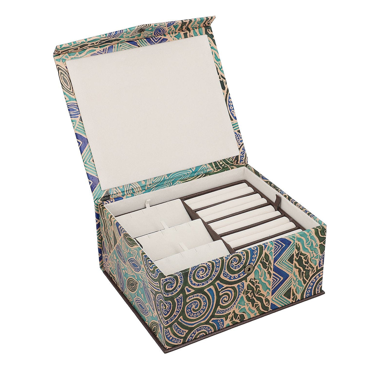 Handcrafted Embossed Leather 2 Tier Jewellery Box - Multi 6239584 4