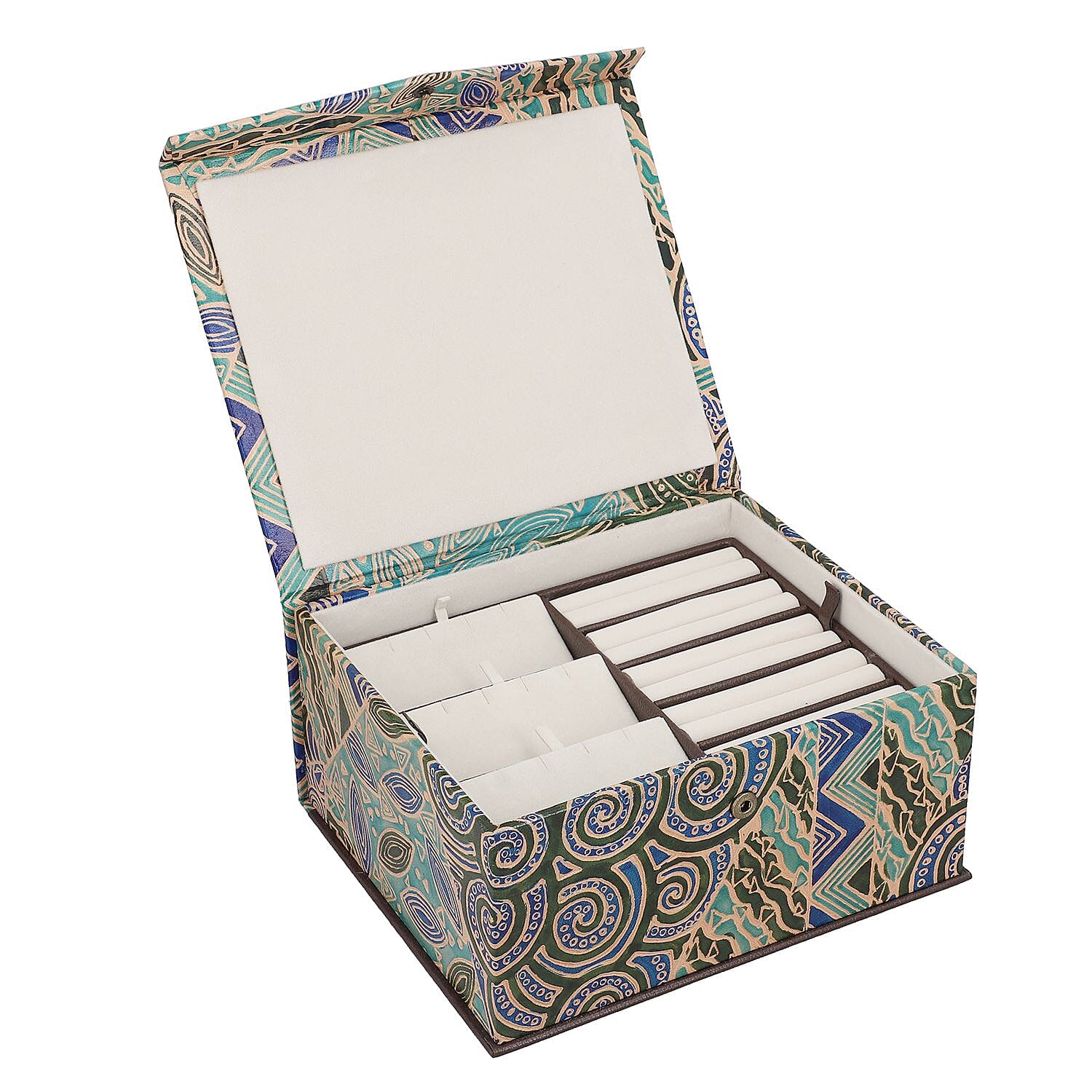 Handcrafted Embossed Leather 2 Tier Jewellery Box - Multi 6239584 4
