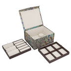 Handcrafted Embossed Leather 2 Tier Jewellery Box - Multi